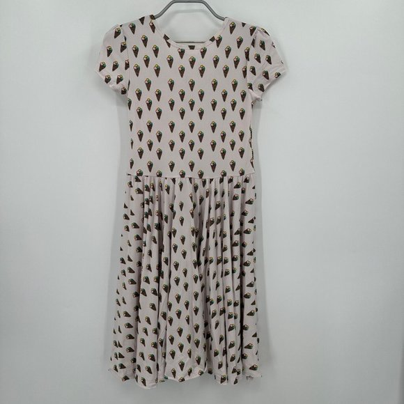 Dot Dot Smile Girl's Cap Sleeve Dress sz 11 Short Sleeve White Ice Cream Cones - Picture 6 of 6